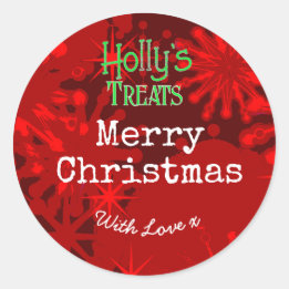 Merry Christmas snowflakes red label