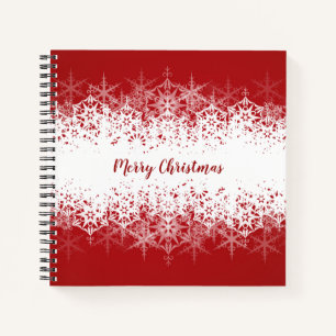 Merry Christmas Snowflakes Red Notebook