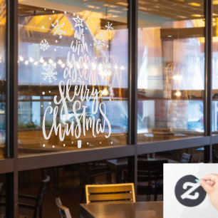 Merry Christmas Snowflakes  restaurant Window Cling