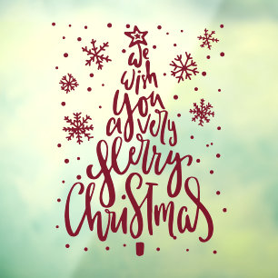 Merry Christmas Snowflakes  rustic calligraphy Window Cling