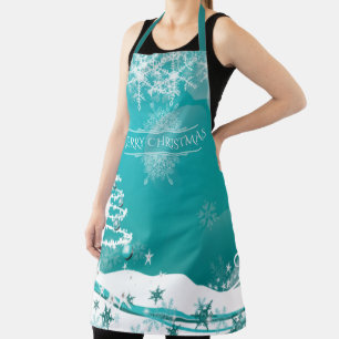 Merry Christmas Snowflakes Tree Flowers & Stars Apron
