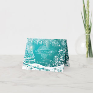 Merry Christmas Snowflakes Tree Flowers & Stars  Holiday Card