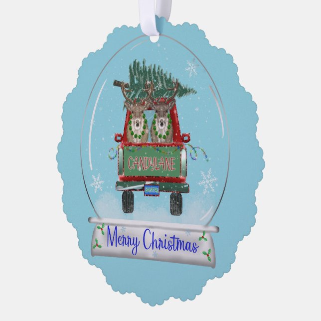 merry Christmas  snowglobe Tree Decoration Card (Left)