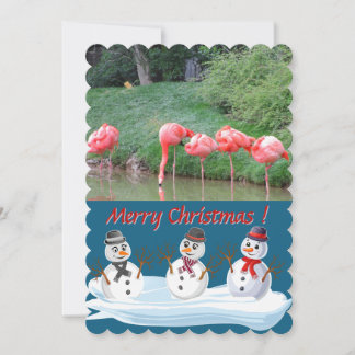 Merry Christmas snowman 1 photo custom Holiday Card