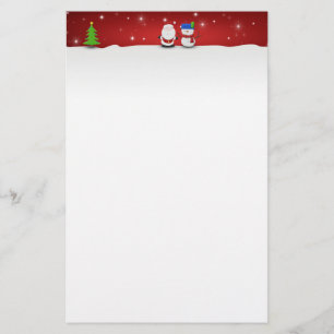 Merry Christmas Snowman and Santa Stationery