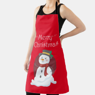Merry Christmas Snowman Apron