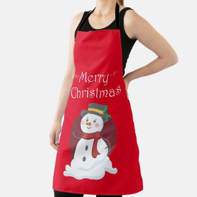Merry Christmas Snowman Apron (Insitu)