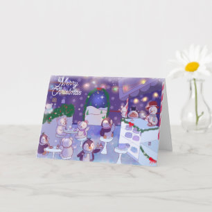 Merry Christmas Snowman Cafe Card