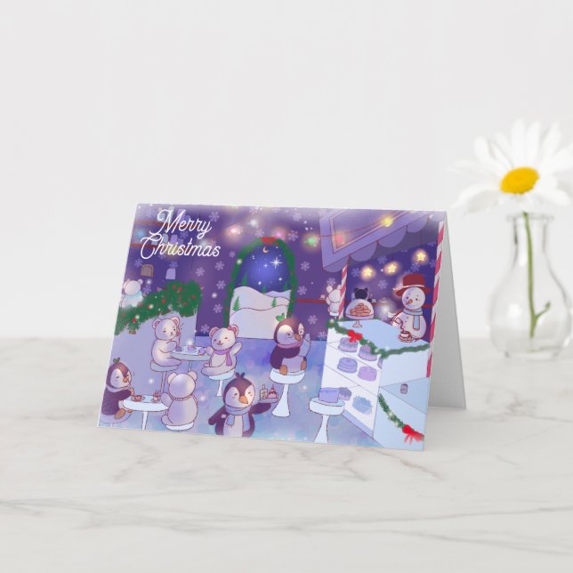 Merry Christmas Snowman Cafe  Card (Small Plant)