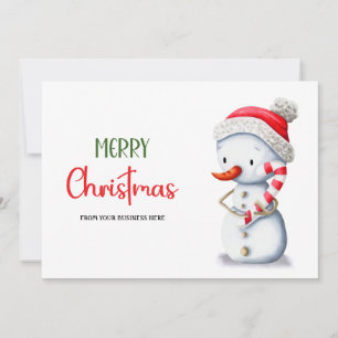 Merry Christmas Snowman Candy Cane Business Logo Holiday Card
