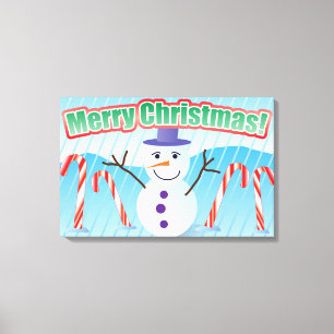 MERRY CHRISTMAS SNOWMAN CANVAS PRINT