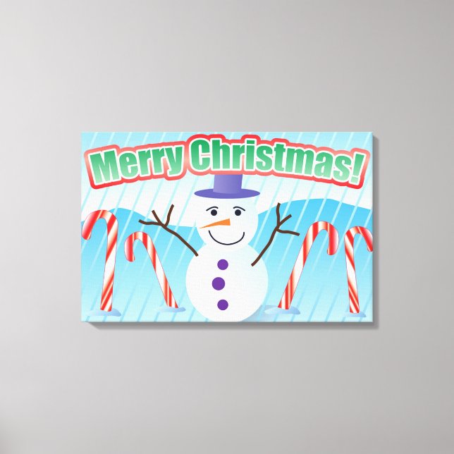 MERRY CHRISTMAS SNOWMAN CANVAS PRINT (Front)