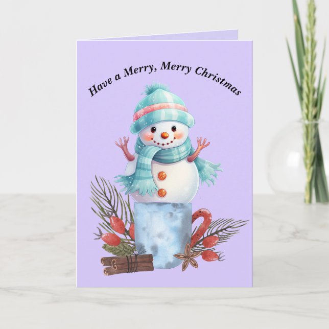 Merry Christmas Snowman Card (Front)