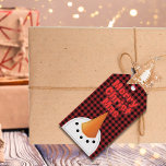 Merry Christmas Snowman Cartoon Buffalo Plaid Gift Tags<br><div class="desc">This funny snowman is wishing everyone a Merry Christmas ...  So fun and the tag can be customised on the back as well.</div>