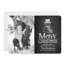 Merry Christmas Snowman Chalkboard Typography