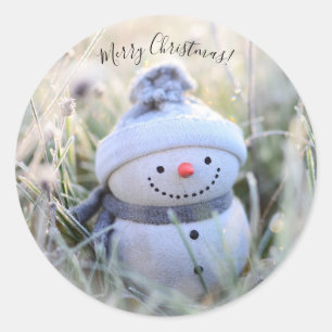Merry Christmas Snowman Classic Round Sticker