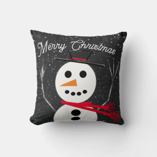 Merry Christmas Snowman Cushion