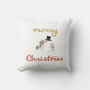 Merry Christmas+Snowman Design Cushion