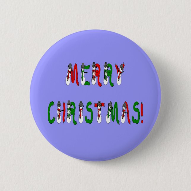 Merry Christmas Snowman Font Button (Front)