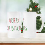 Merry Christmas Snowman Font Frosted Mug<br><div class="desc">Merry Christmas from my family to yours in this holiday snowman font not found in the Zazzle fonts. Customise image looks festive on any product. If there is a product that you would like it on not made, contact me at sandy@sandyspider.com I will also personalise a gift just for you....</div>