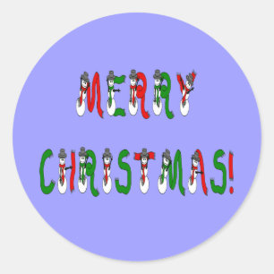 Merry Christmas Snowman Font  Sticker