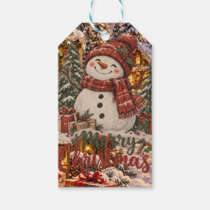 Merry Christmas Snowman Gift Tags