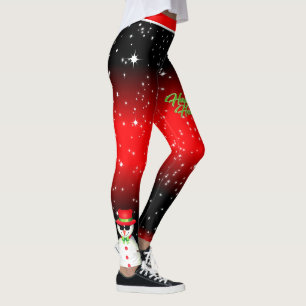 Merry Christmas Snowman Happy Holidays Leggings