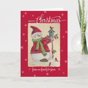 Merry Christmas Snowman Holiday Card