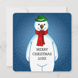 Merry Christmas Snowman Holiday Card