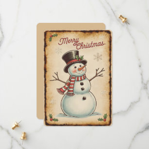Merry Christmas Snowman Holiday Card