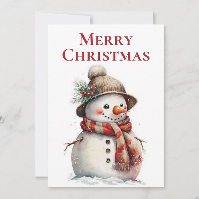 Merry Christmas Snowman Holiday Card (Front)