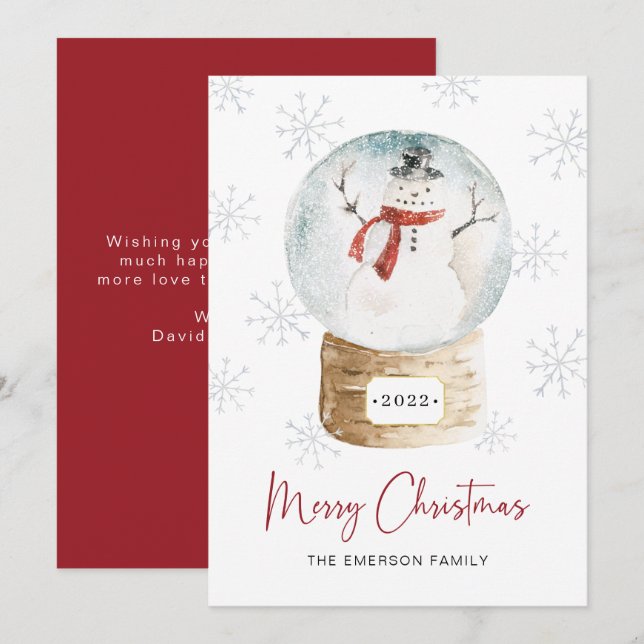 Merry Christmas Snowman Holiday Card (Front/Back)