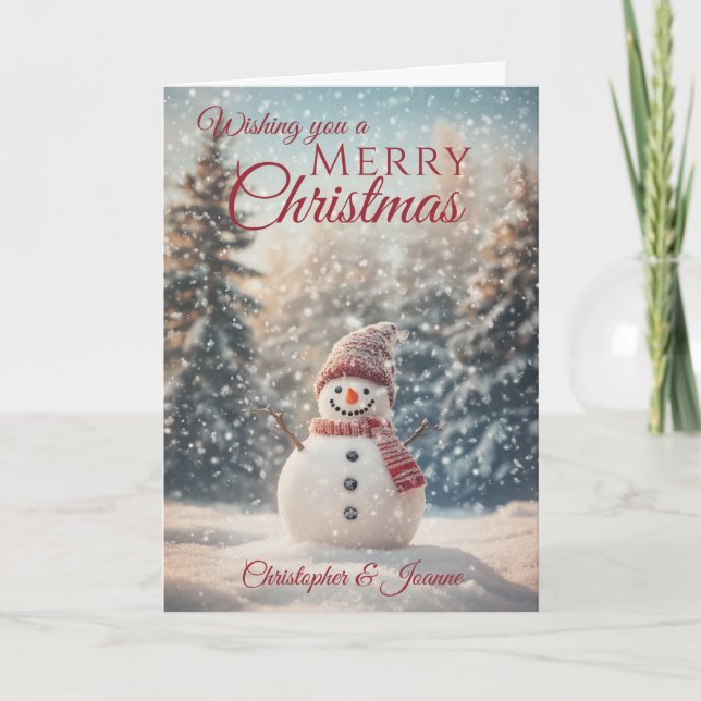 Merry Christmas Snowman  Holiday Card (Front)