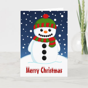 Merry Christmas Snowman Holiday Card