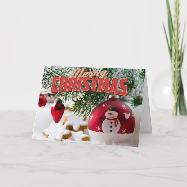 Merry Christmas Snowman Holiday Card (Front)