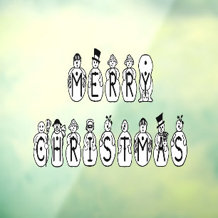 Merry Christmas Snowman Home Decor Store Vinyl Window Cling