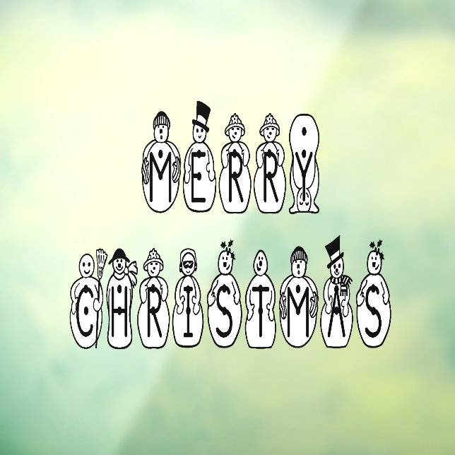 Merry Christmas Snowman Home Decor Store Vinyl Window Cling (Sheet 3)