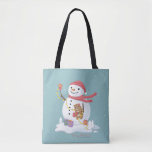 Merry Christmas: Snowman Illustration Art Tote Bag