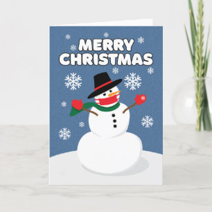 Merry Christmas Snowman in Coronavirus Face Mask Holiday Card