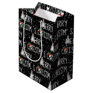 Merry Christmas Snowman in Snowflakes  Medium Gift Bag