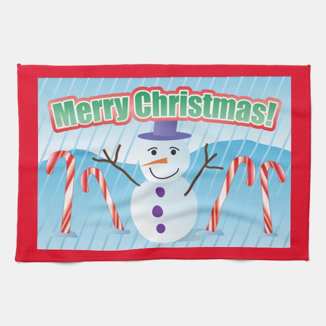 MERRY CHRISTMAS SNOWMAN  KITCHEN TOWEL (Horizontal)