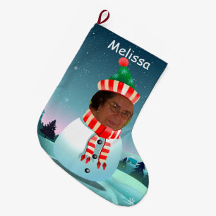 Merry Christmas Snowman Large Christmas Stocking