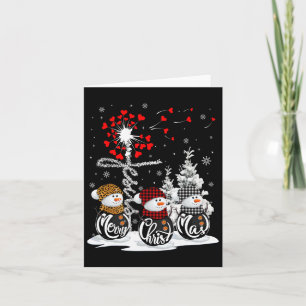 Merry Christmas Snowman Leopard Buffalo Red Plaid Card