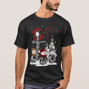 Merry Christmas Snowman Leopard Buffalo Red Plaid T-Shirt