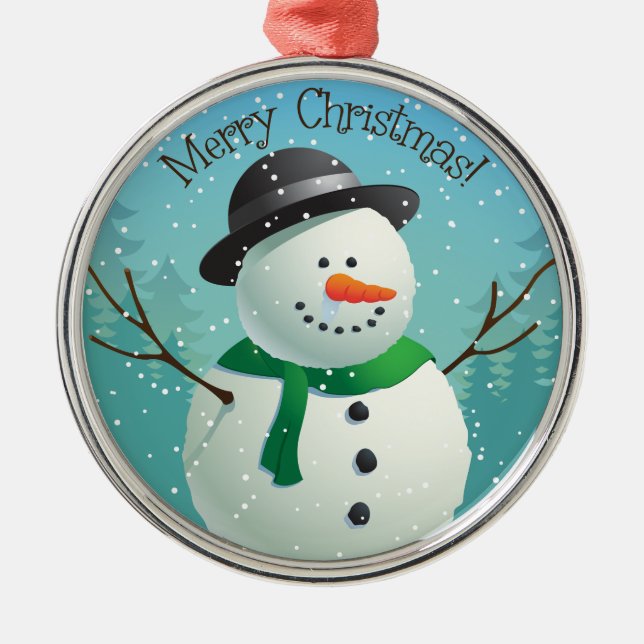 Merry Christmas Snowman Metal Tree Decoration (Front)