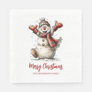 Merry Christmas Snowman Napkin
