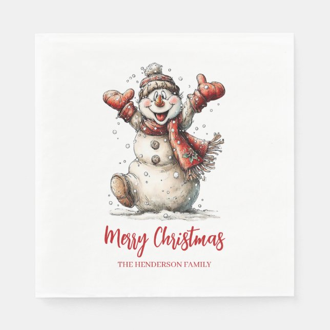 Merry Christmas Snowman  Napkin (Front)