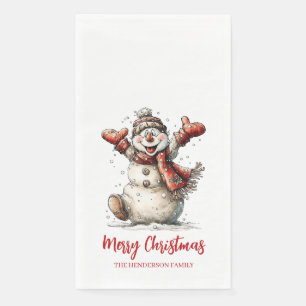 Merry Christmas Snowman Paper Guest Towels Napkin
