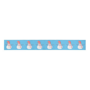 Merry Christmas Snowman Pattern   Grosgrain Ribbon