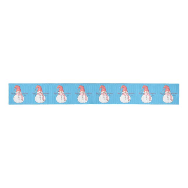 Merry Christmas Snowman Pattern   Grosgrain Ribbon (Front)
